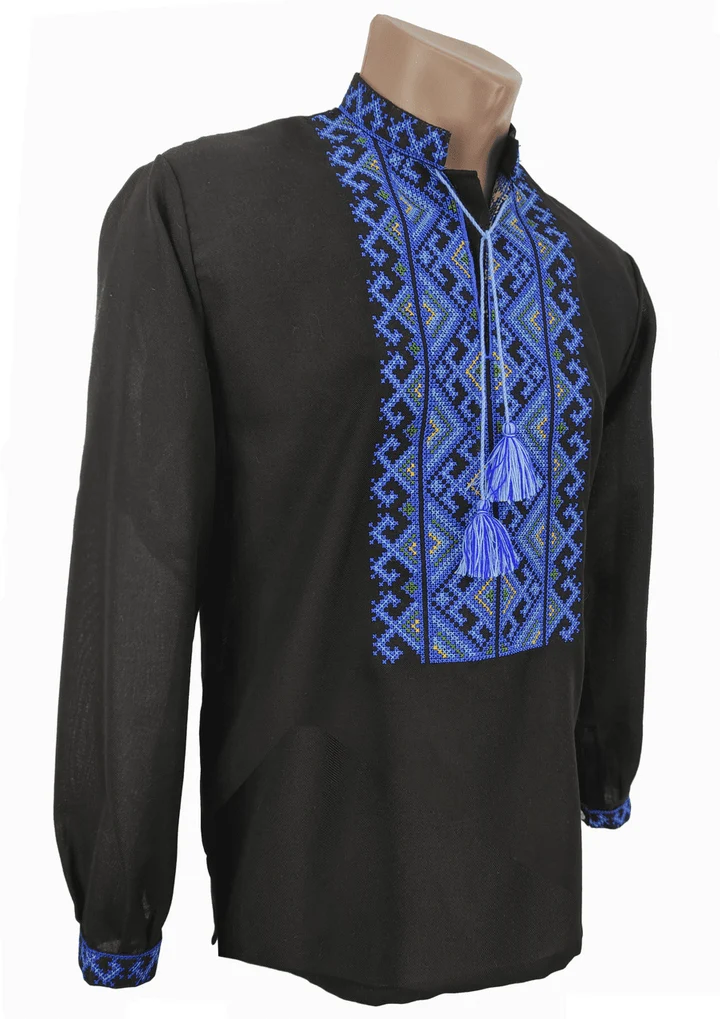 Midnight Dnipro men's Ukrainian vyshyvanka
