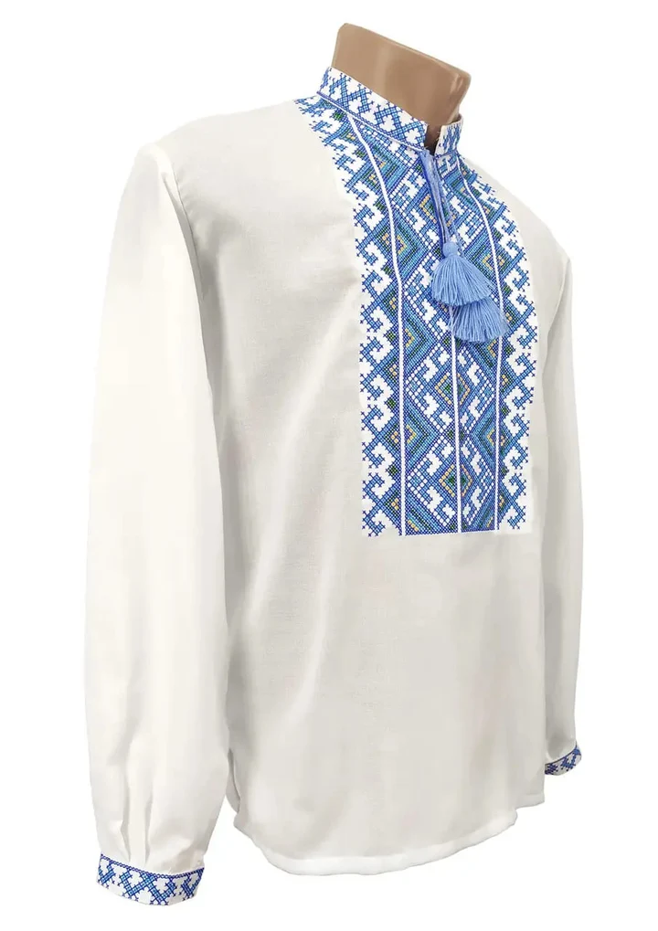 Azure Horizon men's Ukrainian vyshyvanka