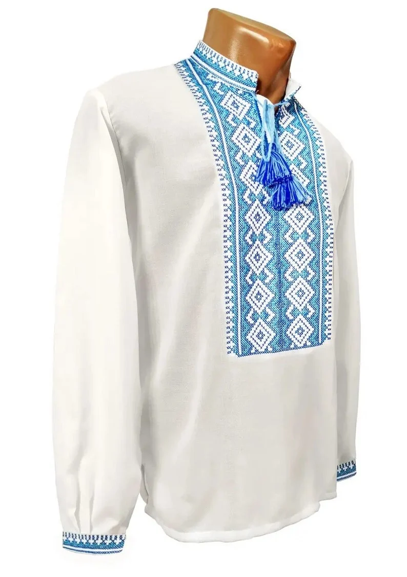 Carpathian Blue men's Ukrainian vyshyvanka
