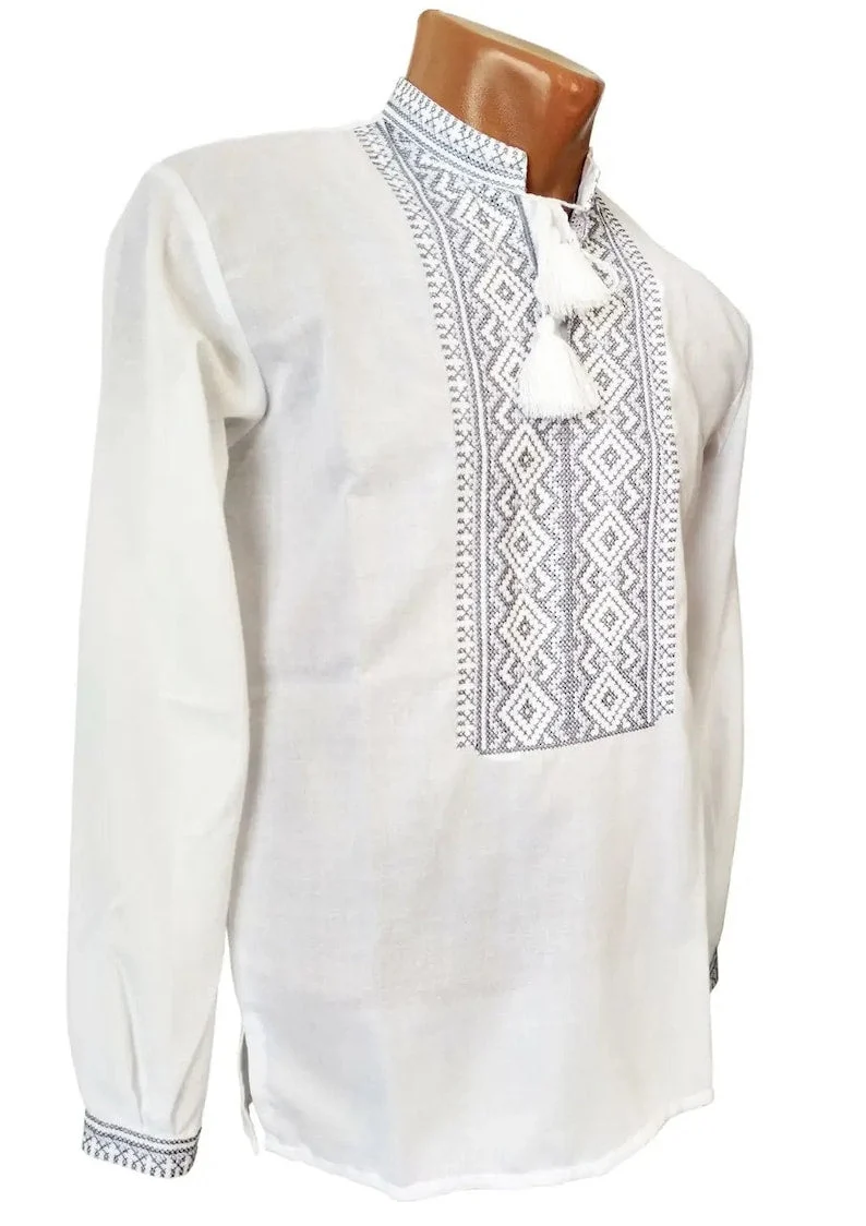 Silver Thread men's Ukrainian vyshyvanka