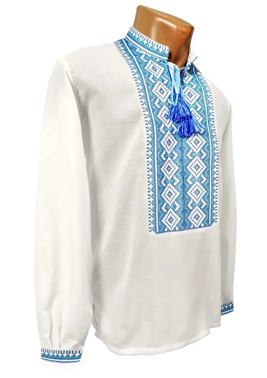 Dnipro Blue men's Ukrainian vyshyvanka