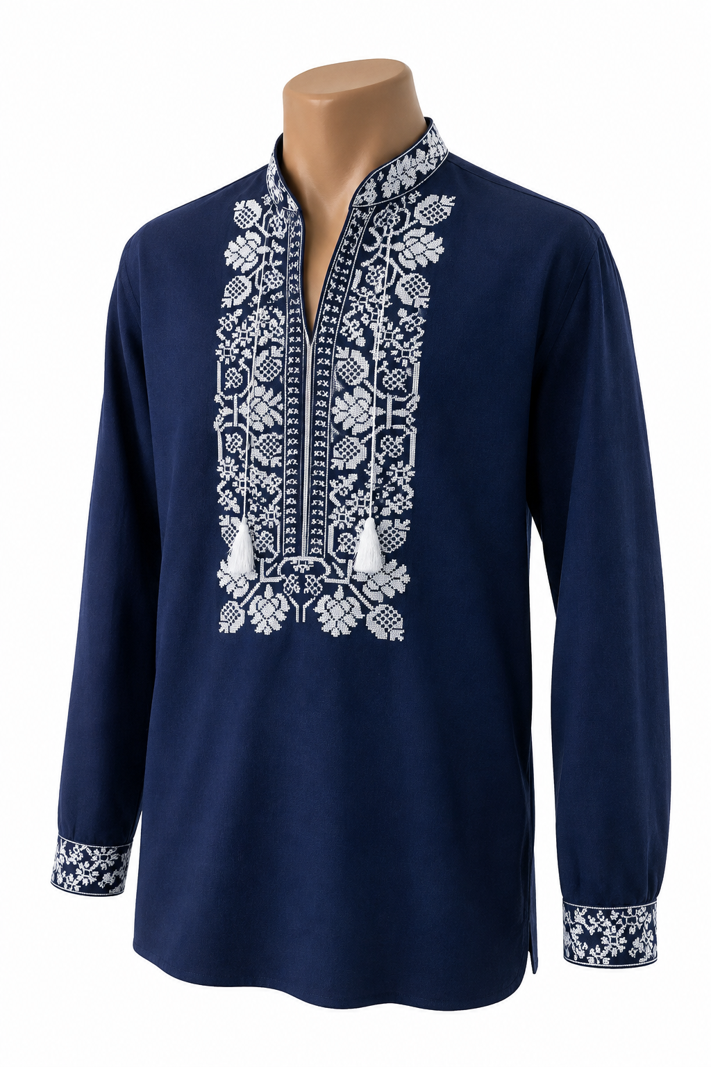 Navy Botanical Heritage men's Ukrainian vyshyvanka
